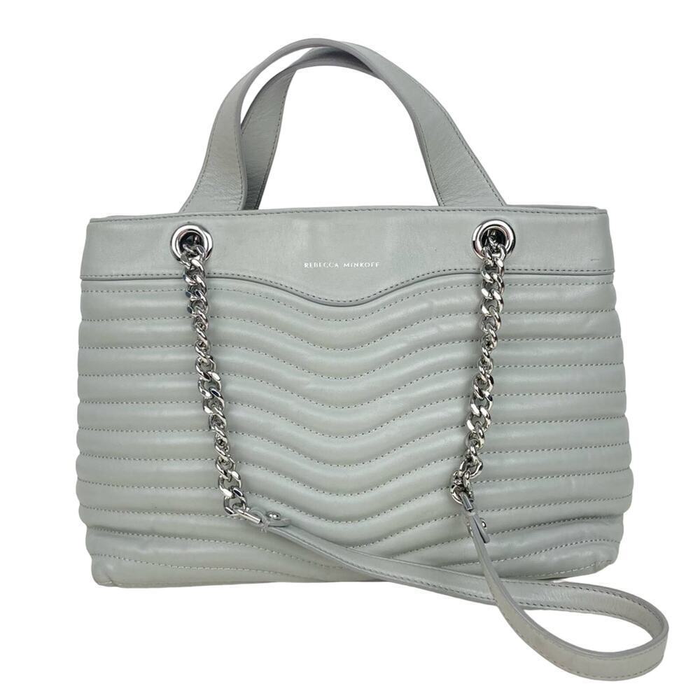 REBECCA MINKOFF Leather m.a.b. Quilted Wave Satchel Shoulder Bag in Perlo - Picture 5 of 16